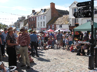 Crowds of people watching the bands